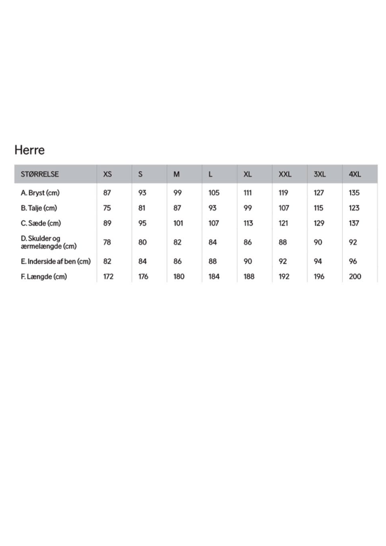 

Størrelsesguide Herre

