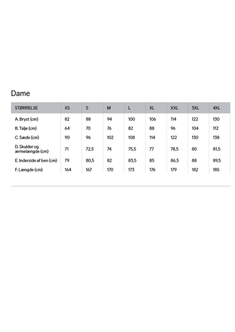

Størrelsesguide Dame

