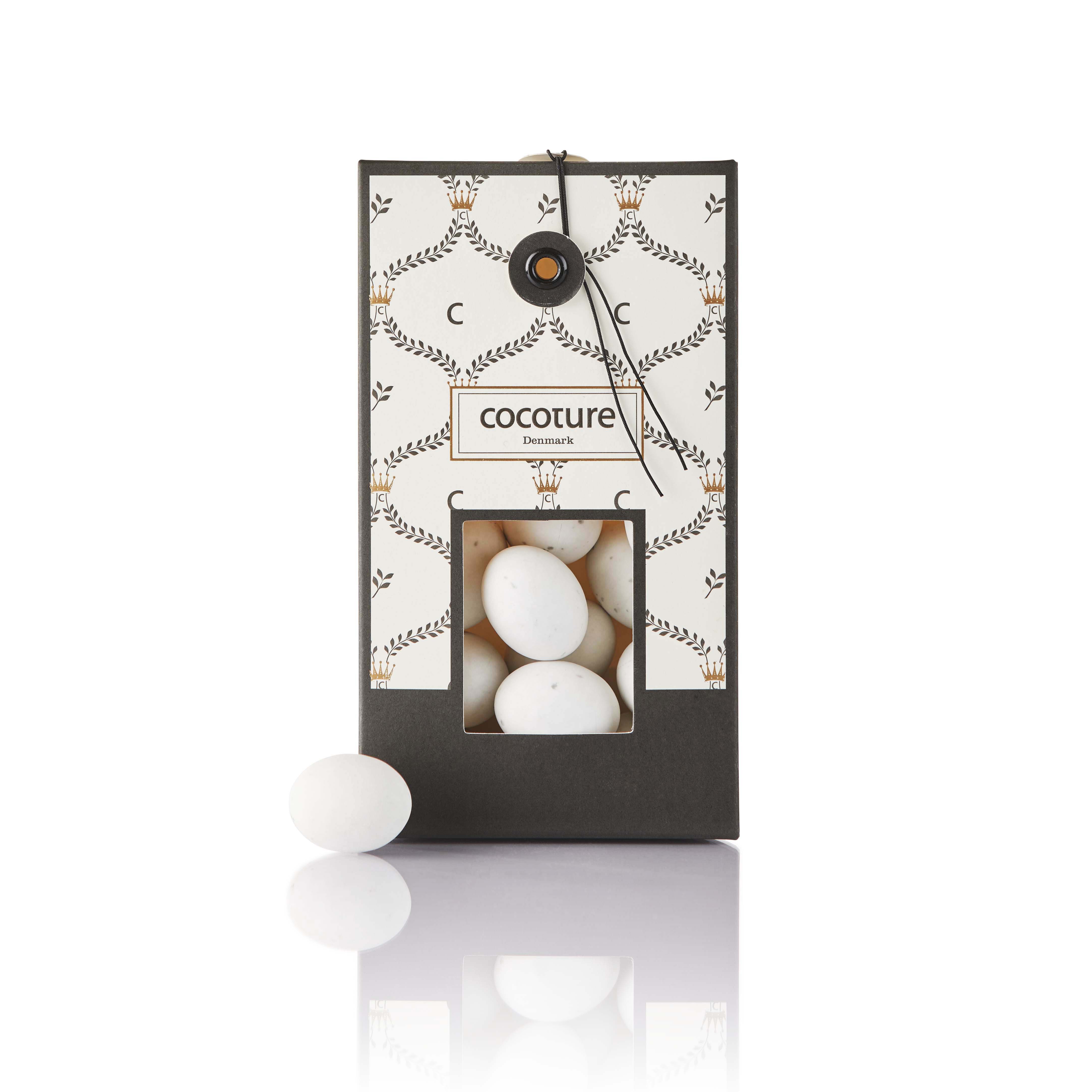 95-100g hvide dragéæg med stracciatella i Cocoture