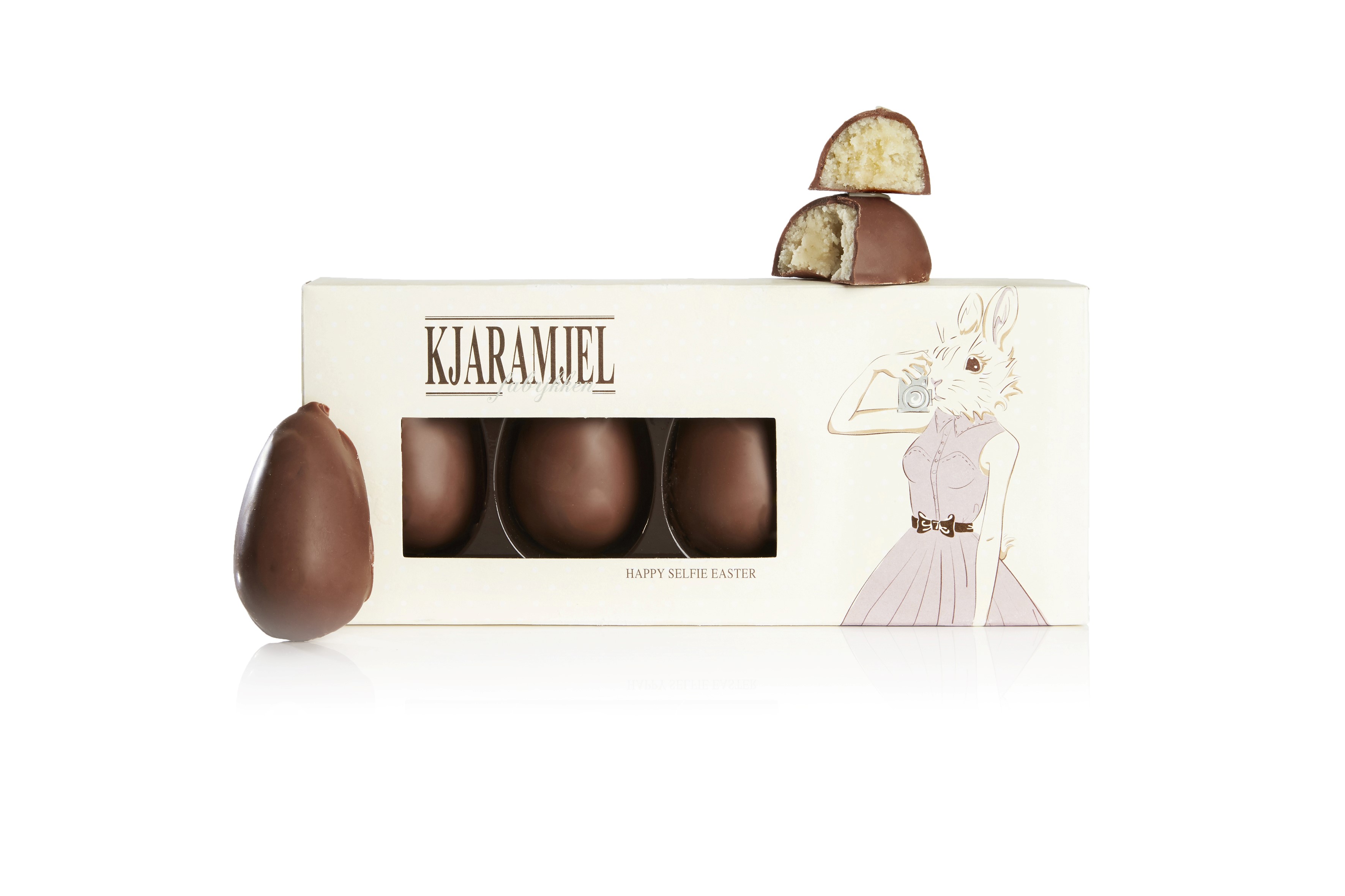 144g happy easter æske - 4 stk. 36g karamel marcip