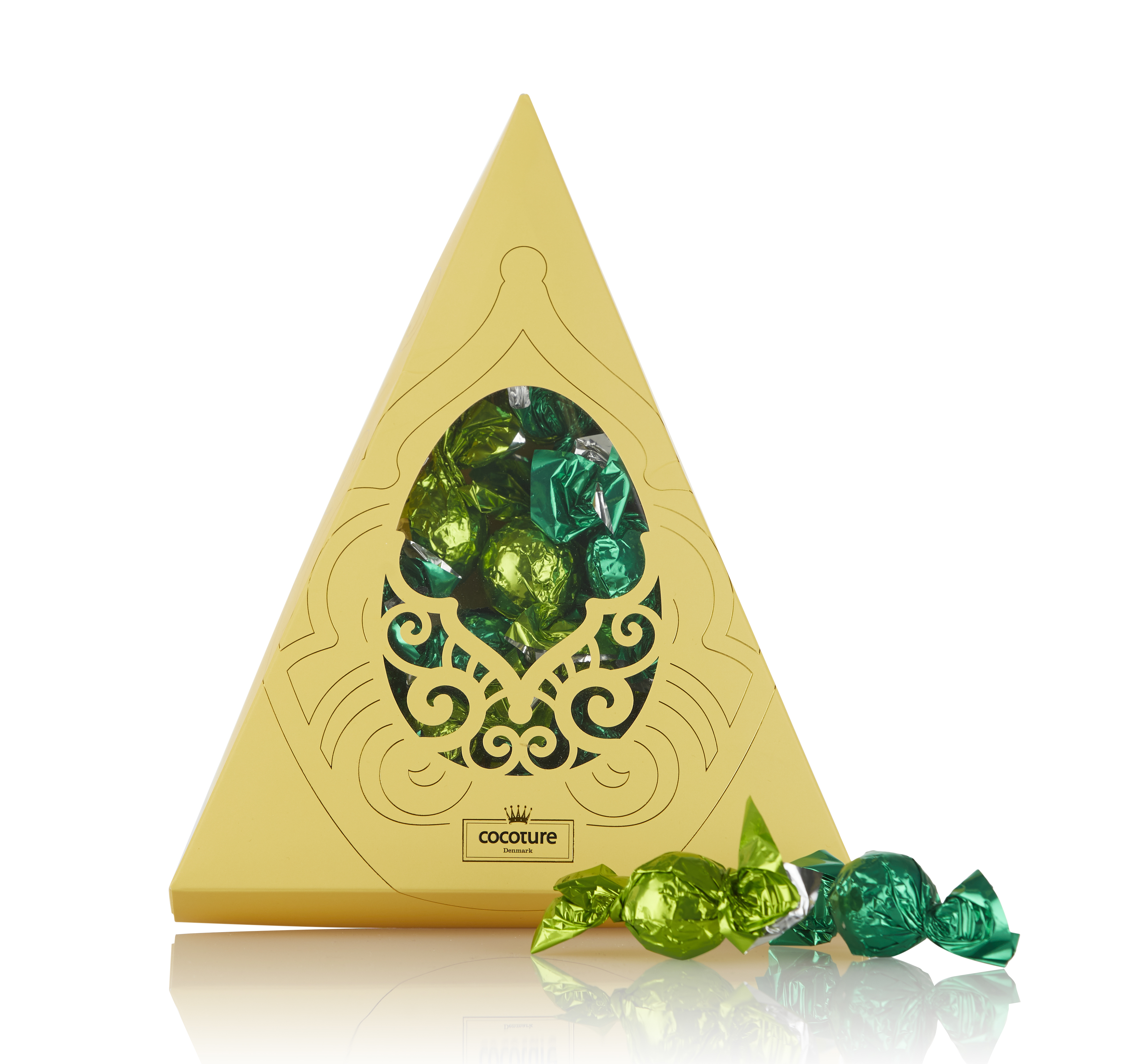 204g Cocoture fyldte chokoladekugler i grøn og lys