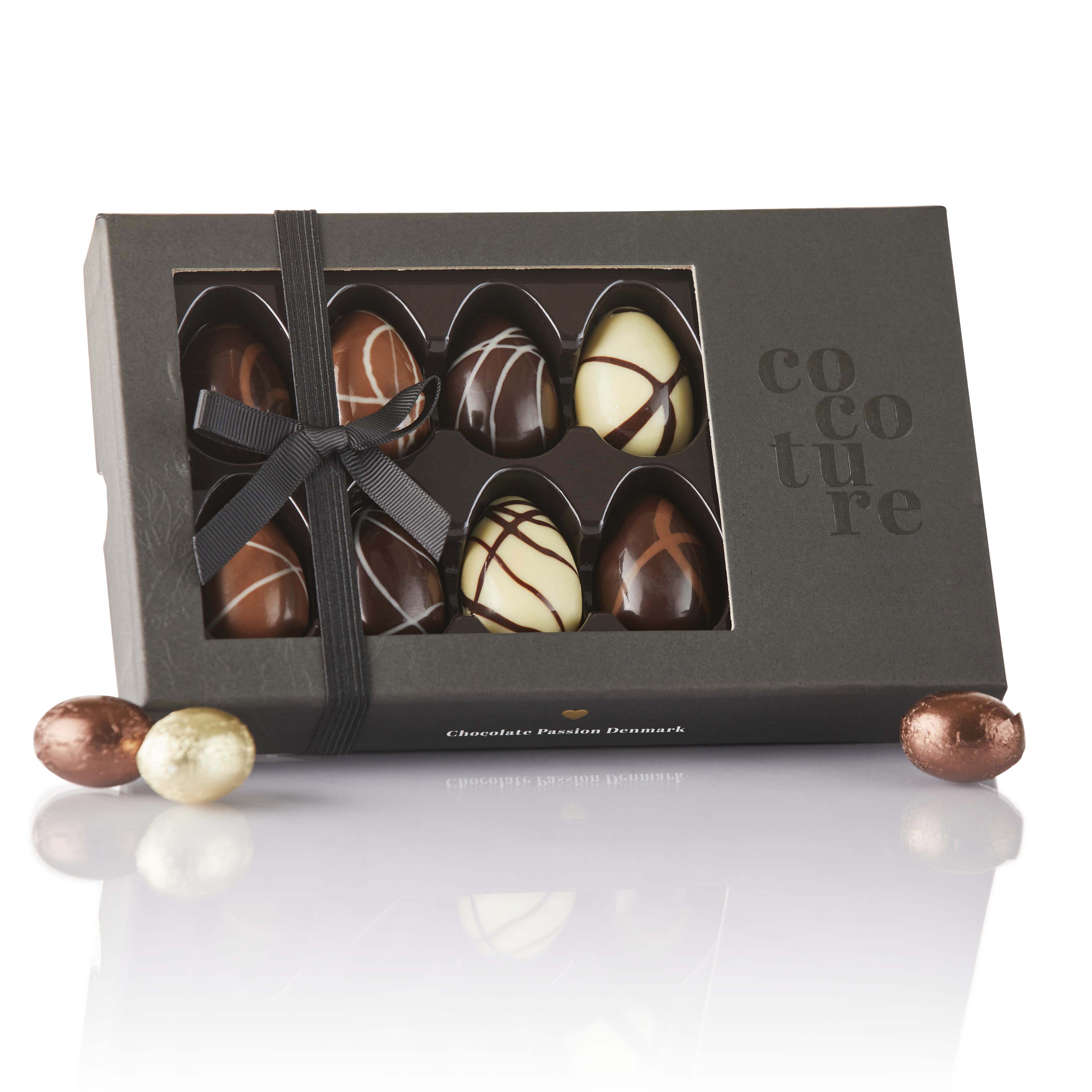 152g 8 stk. fyldte chokoladeæg og nougat pralinéæg
